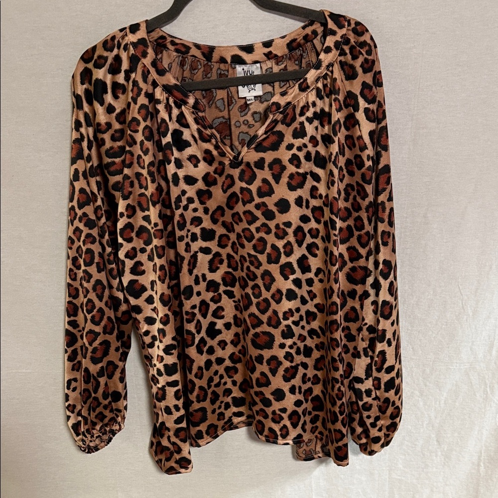 Ivy Jane Leopard Print Blouse - Brown and Black Made in USA Whimsical